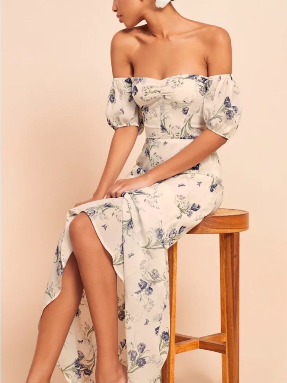 🪻Reformation Farrow Dress – Floral Off-Shoulder Midi – Never Worn | Size 2🪻 - Picture 3 of 4